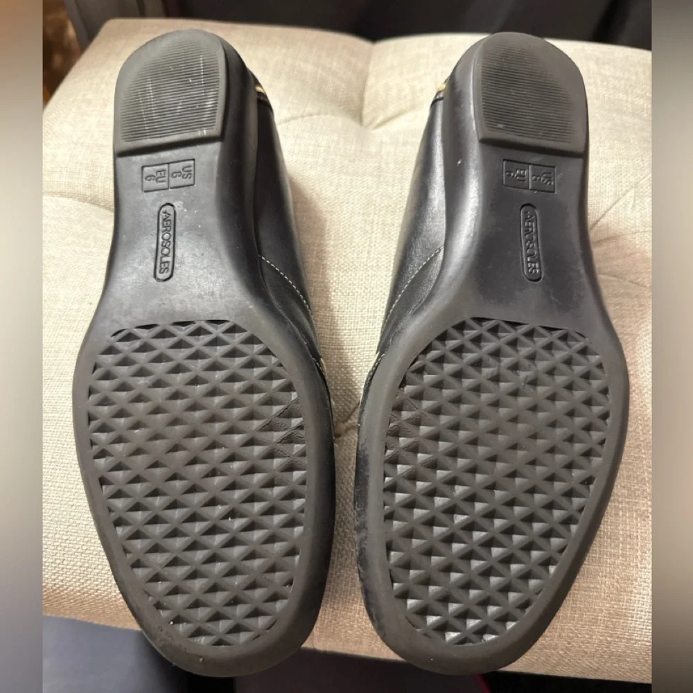 Aerosoles Black Leather Tassel Loafers Flats Size 8 Comfort Slip On - Picture 4 of 11